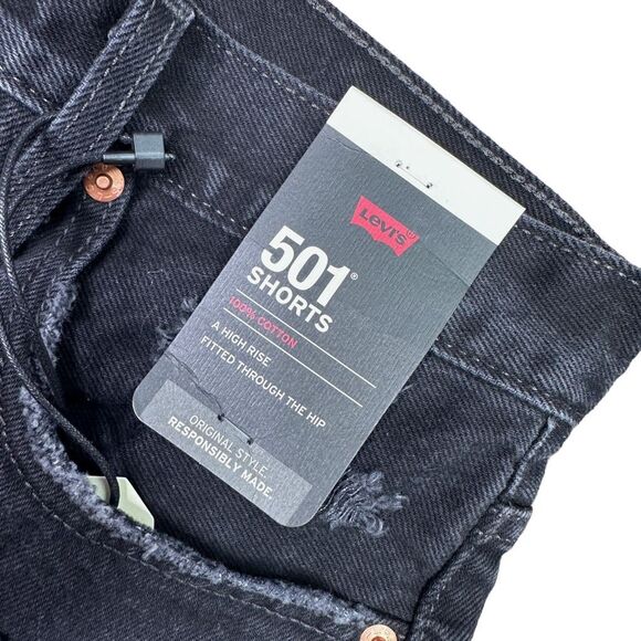 Levi’s 501 High Rise Distressed Denim Cut Off  Shorts - Size 27 - Picture 3 of 6